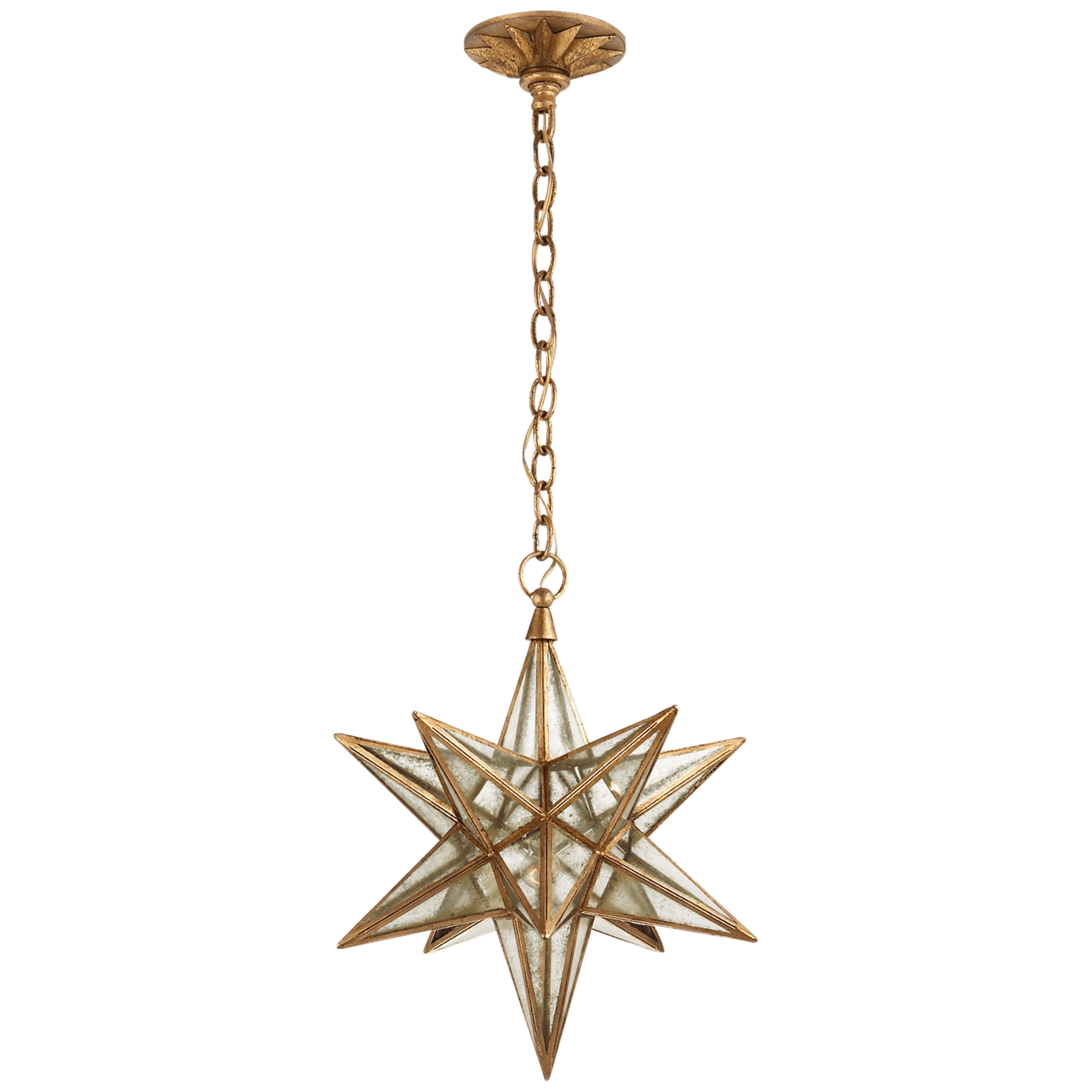 Visual Comfort Moravian Medium Star Lantern Pendants Visual Comfort & Co. Gilded Iron Antique Mirror 