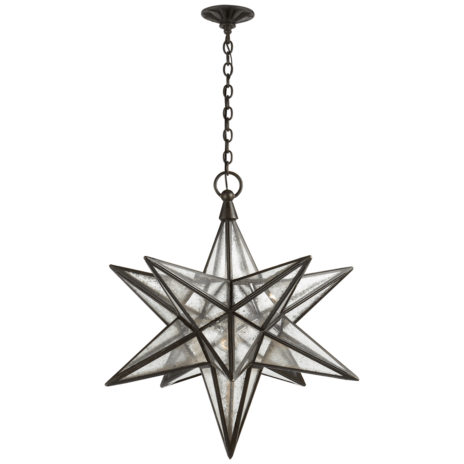 Visual Comfort Moravian Large Star Lantern Pendants Visual Comfort & Co. Aged Iron Antique Mirror 