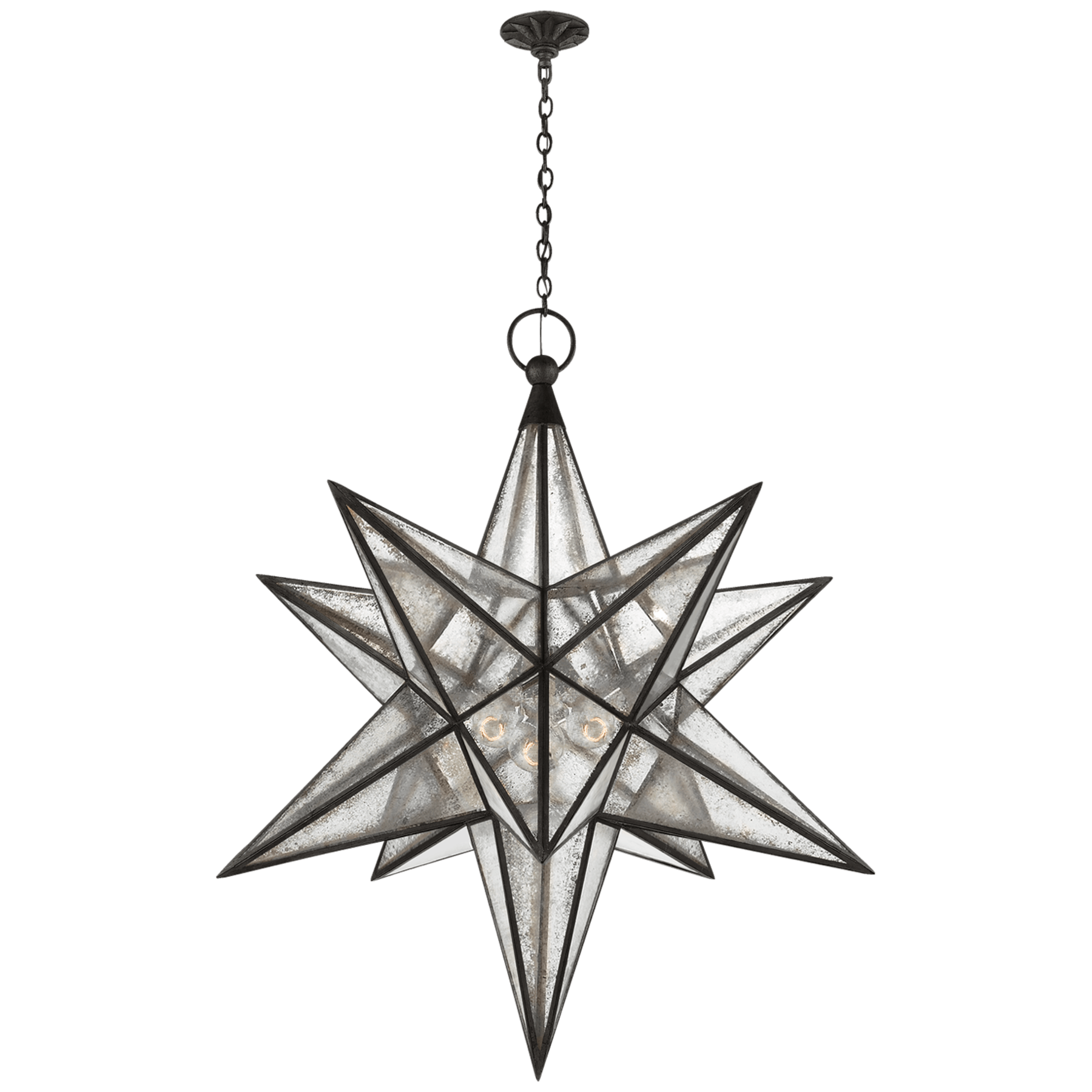 Visual Comfort Moravian XL Star Lantern Pendants Visual Comfort & Co. Aged Iron Antique Mirror 