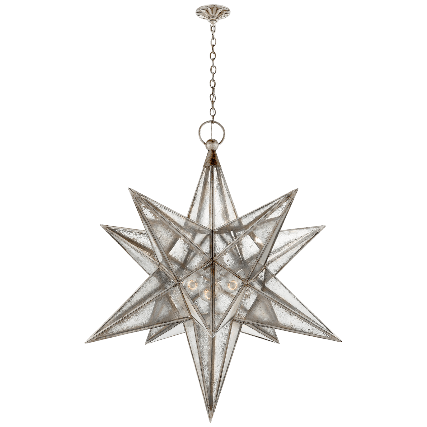 Visual Comfort Moravian XL Star Lantern Pendants Visual Comfort & Co. Burnished Silver Leaf Antique Mirror 