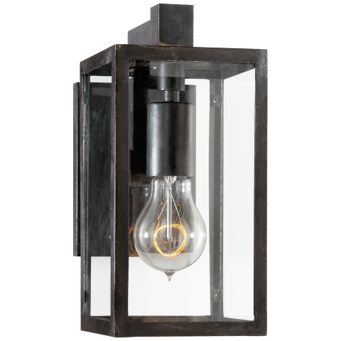 Visual Comfort Fresno Framed Short Sconce Outdoor Flush Mounts Visual Comfort & Co. Aged Iron Clear Glass 