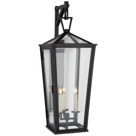 Visual Comfort Darlana Large Tall Bracketed Wall Lantern Outdoor Flush Mounts Visual Comfort & Co. Bronze Clear Glass 