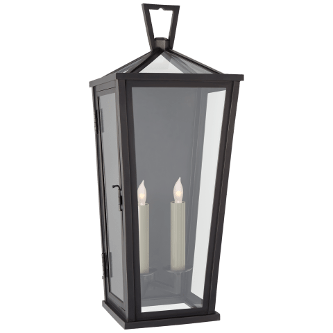 Visual Comfort Darlana Medium Tall 3/4 Wall Lantern Outdoor Flush Mounts Visual Comfort & Co. Bronze Clear Glass 