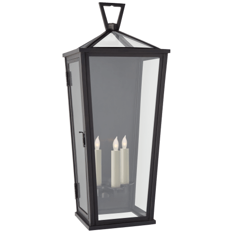 Visual Comfort Darlana Large Tall 3/4 Wall Lantern Outdoor Flush Mounts Visual Comfort & Co. Bronze Clear Glass 