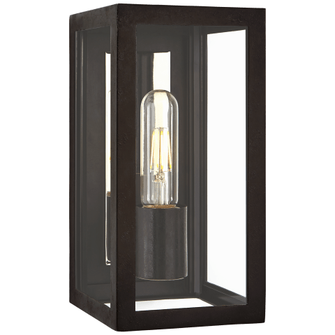 Visual Comfort Fresno Small 3/4 Wall Lantern Outdoor Flush Mounts Visual Comfort & Co. Aged Iron Clear Glass 