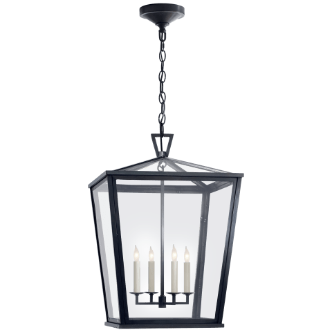 Visual Comfort Darlana Medium Hanging Lantern Outdoor Hanging Lights Visual Comfort & Co. Bronze Clear Glass 