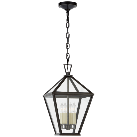 Visual Comfort Classic Darlana Medium Hanging Lantern Outdoor Hanging Lights Visual Comfort & Co. Bronze Clear Glass 