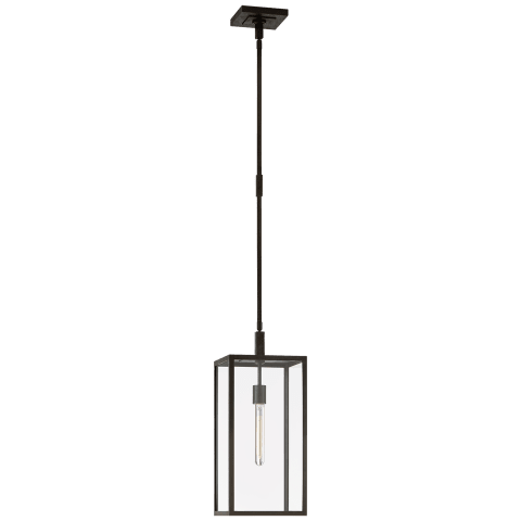 Visual Comfort Fresno Medium Hanging Lantern Outdoor Hanging Lights Visual Comfort & Co. Aged Iron Clear Glass 