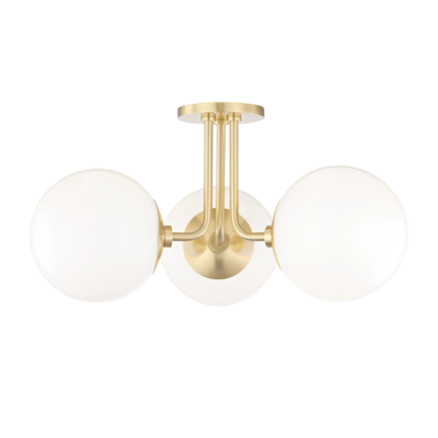 Hudson Valley Lighting Stella 3 Light Semi-Flush Mount H105603 Ceiling Flush Mounts Mitzi Aged Brass  