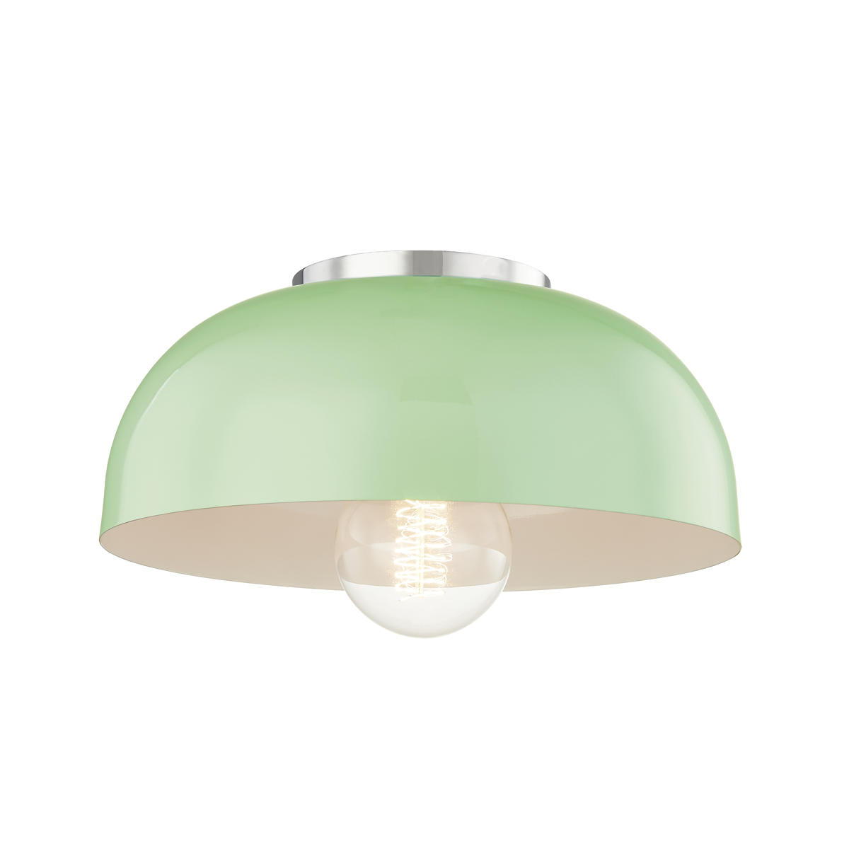 Hudson Valley Lighting Avery 1 Light Small Semi-Flush Mount H199501S Ceiling Flush Mounts Mitzi Polished Nickel/Mint  