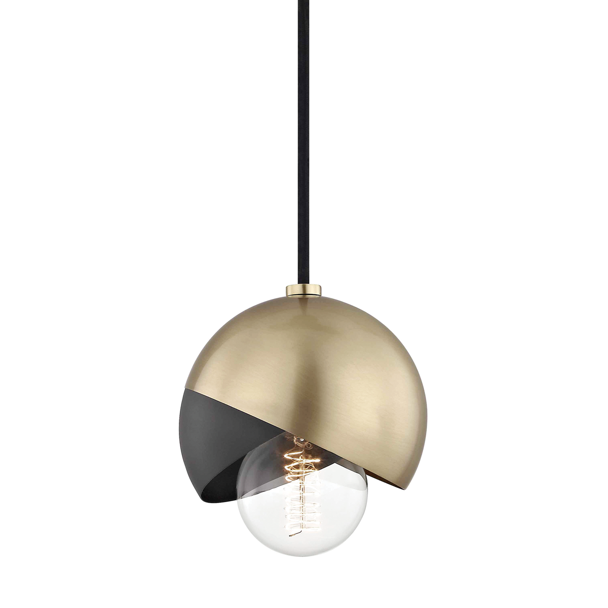 Hudson Valley Lighting Emma 1 Light Pendant H168701 Mini Pendant Mitzi Aged Brass/Black  