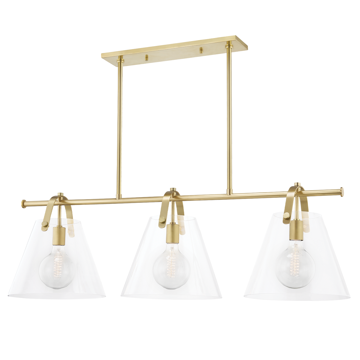 Hudson Valley Lighting Karin 3 Light Island Light H162903 Linear Suspension Light Mitzi Aged Brass  