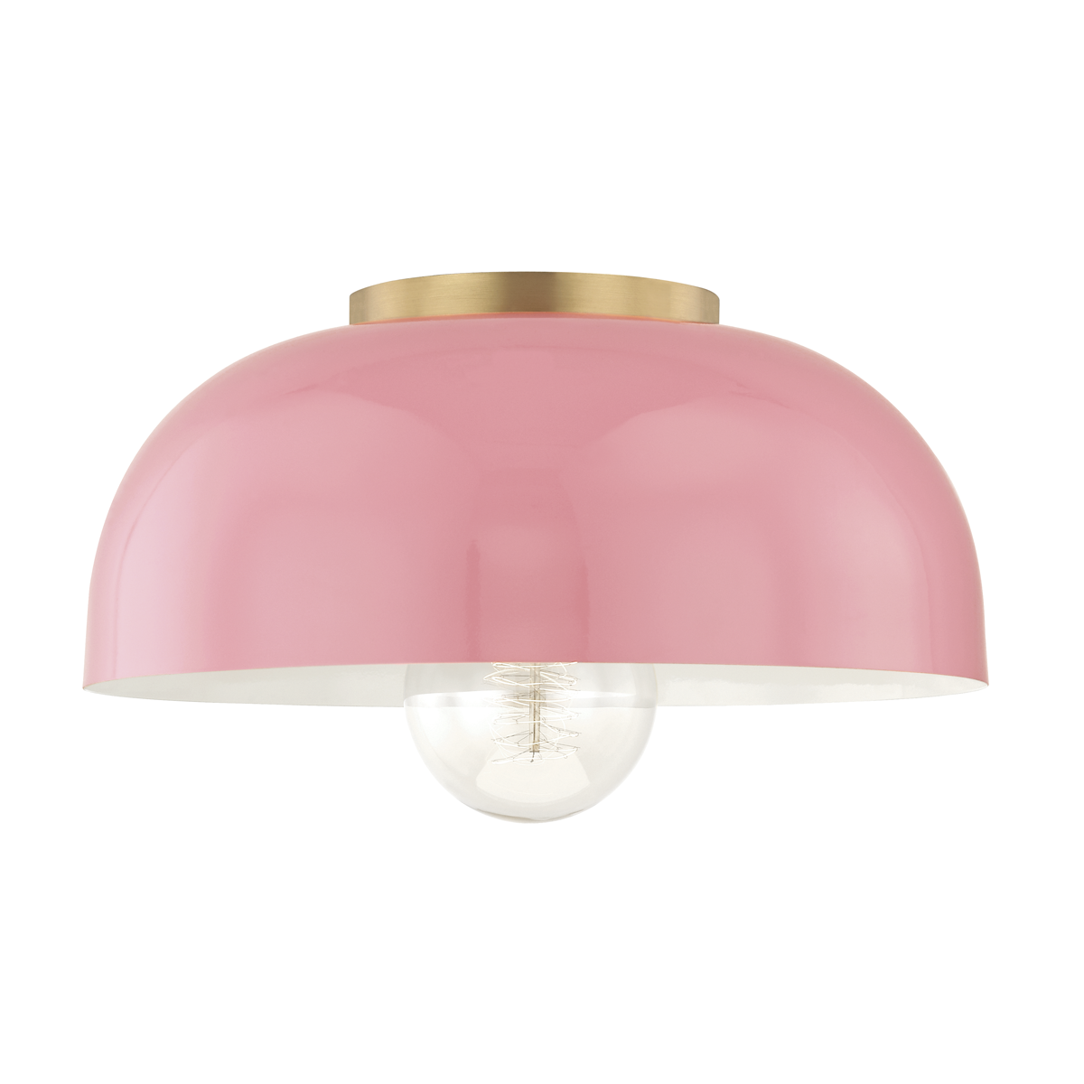 Hudson Valley Lighting Avery 1 Light Large Semi-Flush Mount H199501L Ceiling Flush Mounts Mitzi Aged Brass/Pink  