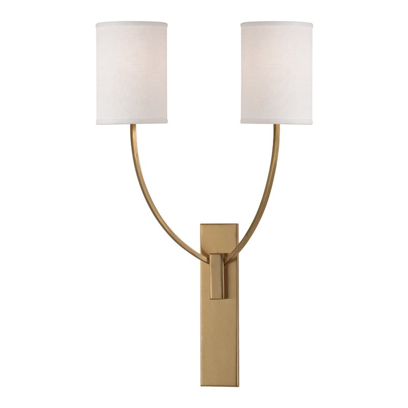 Colton - 2 LIGHT WALL SCONCE Wall Light Fixtures Hudson Valley Lighting Aged Brass  