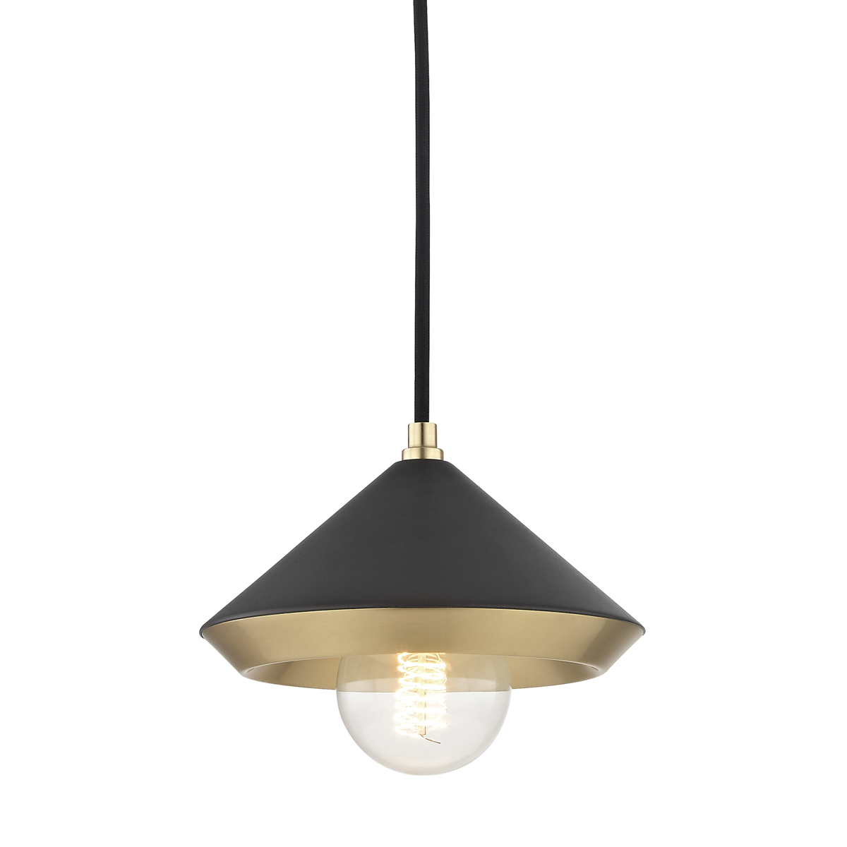 Hudson Valley Lighting Marnie 1 Light Small Pendant H139701S Mini Pendant Mitzi Aged Brass/Black  