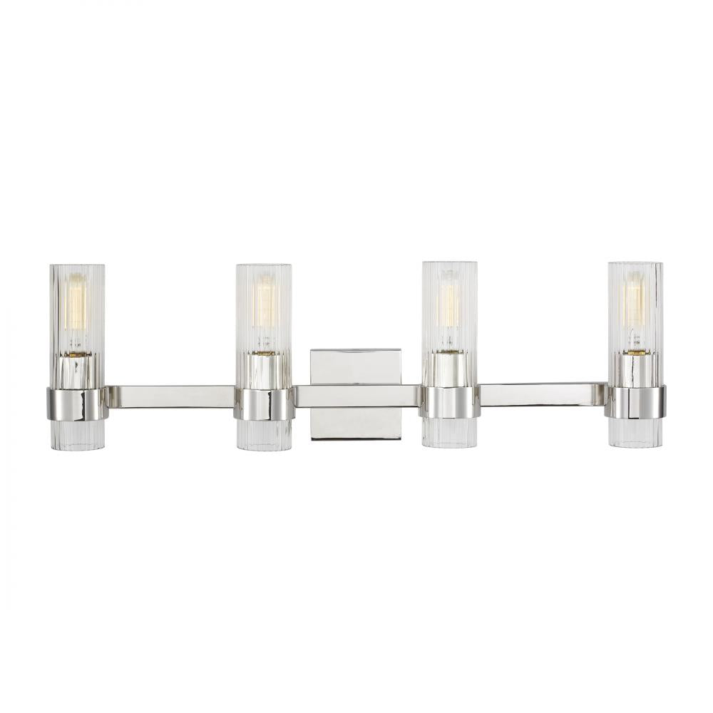 Generation Lighting  4 - Light Vanity CV1024PN Wall Light Fixtures Generation Lighting Nickel  