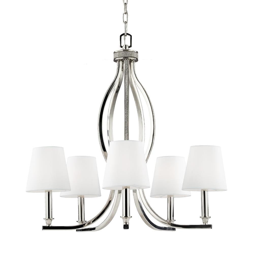 Generation Lighting - Feiss 5 - Light Crystal Inlay Chandelier Polished Nickel F2967/5PN