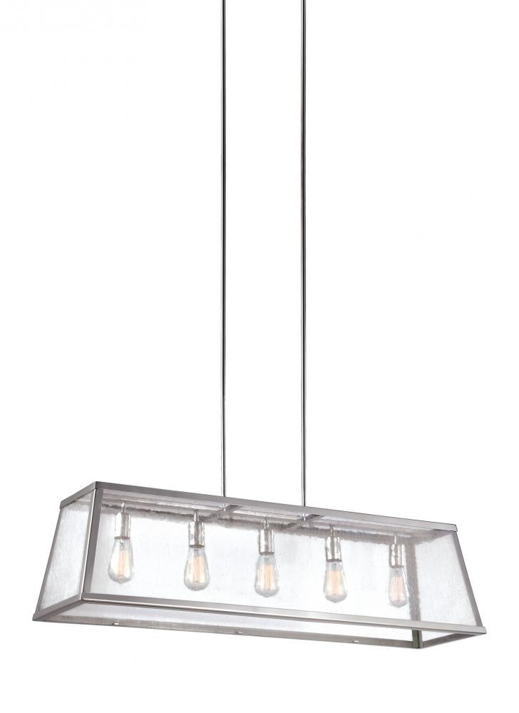 Generation Lighting - Feiss 5 - Light Island Chandelier F3073/5 Linear Suspension Light Generation Lighting Nickel  