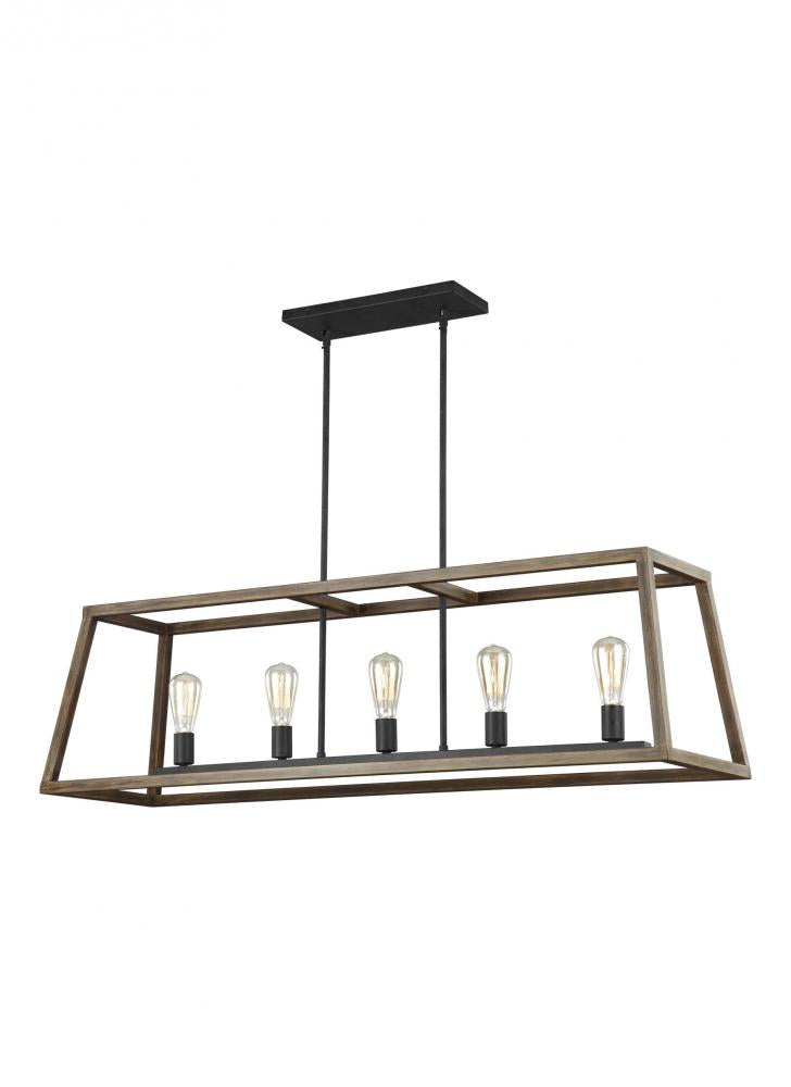 Generation Lighting - Feiss 5 - Light Island Chandelier F3193/5WOW/AF Linear Suspension Light Generation Lighting Wood  