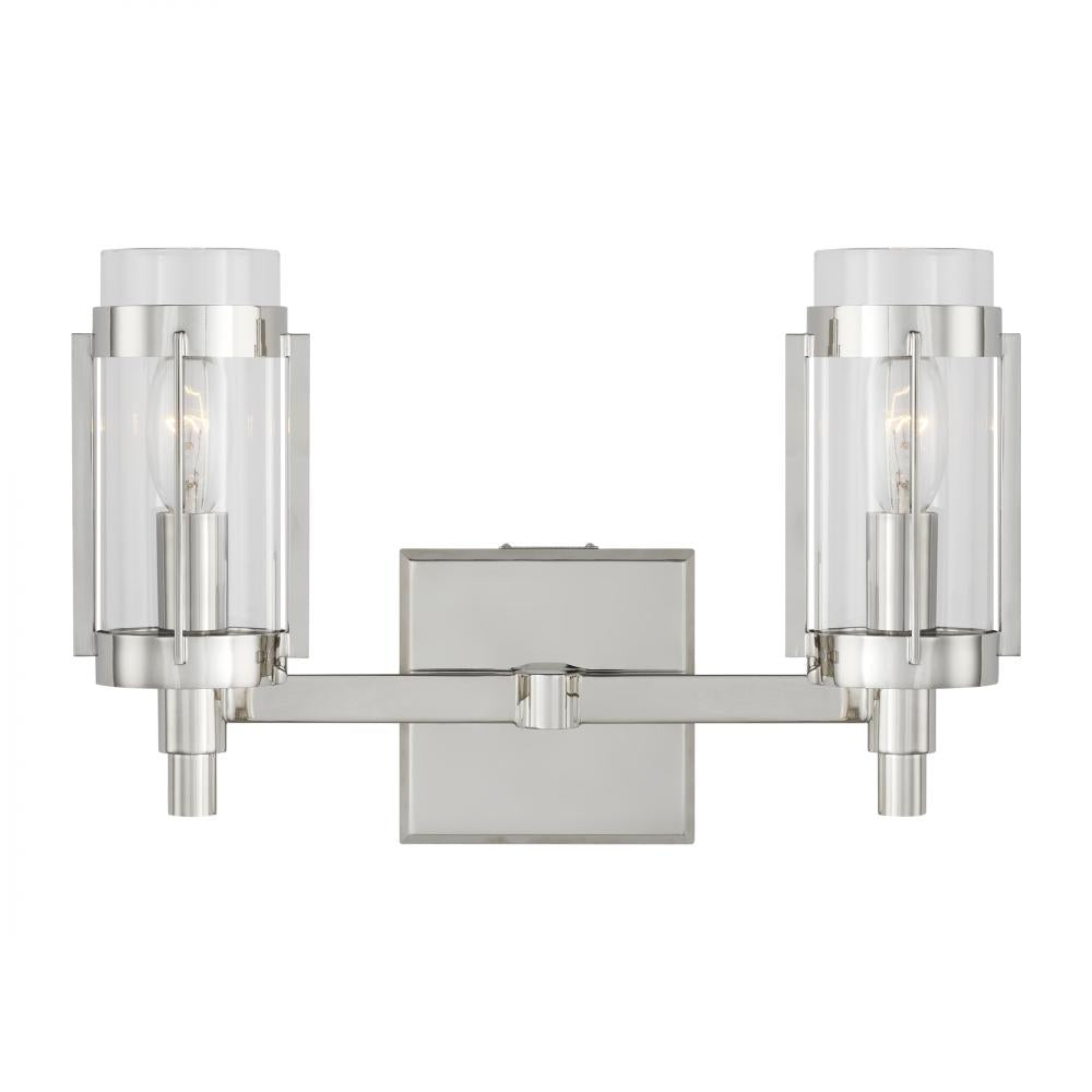 Generation Lighting  2 - Light Vanity LV1012PN Wall Light Fixtures Generation Lighting Nickel  