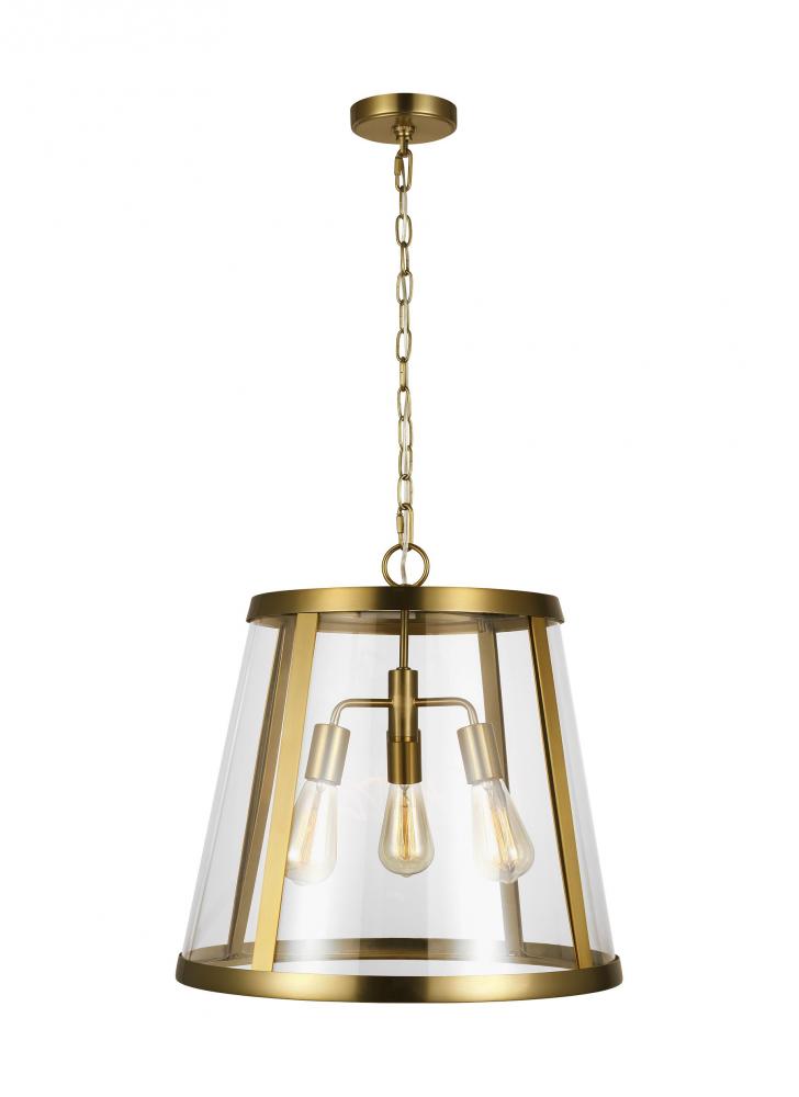 Generation Lighting - Feiss 3 - Light Harrow Pendant P1288 Pendant Generation Lighting Brass  