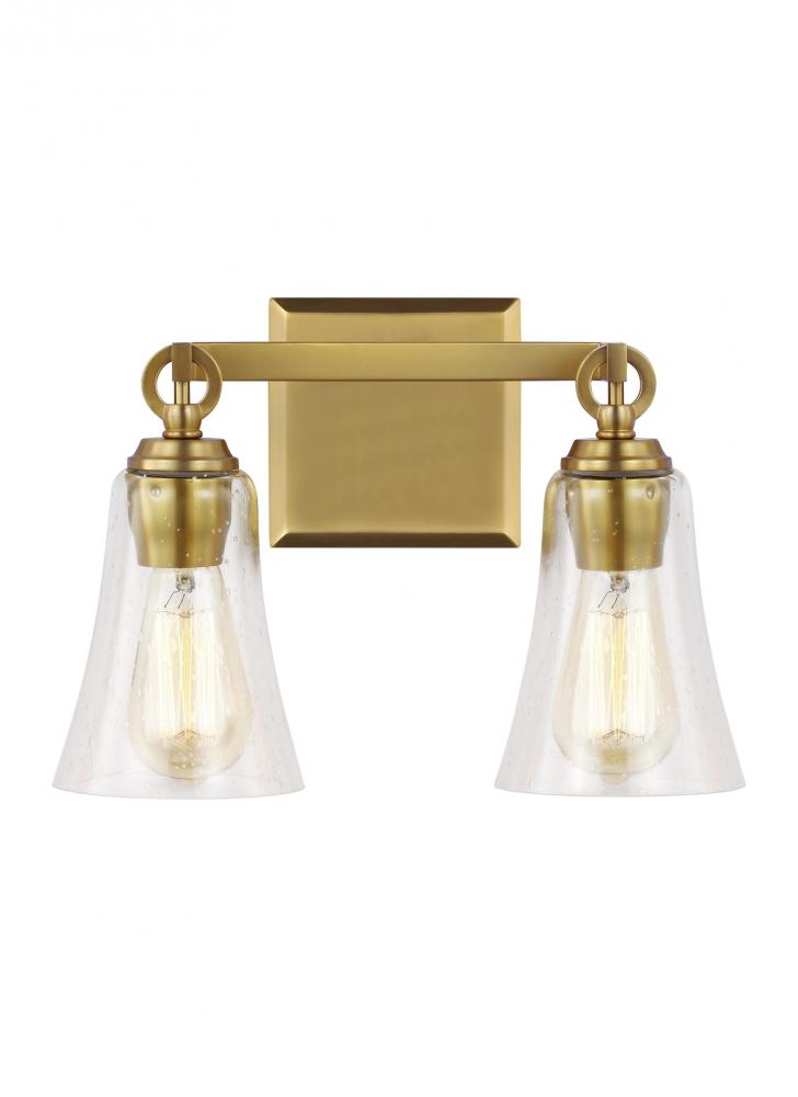 Generation Lighting - Feiss 2 - Light Vanity VS24702 Wall Light Fixtures Generation Lighting Brass  