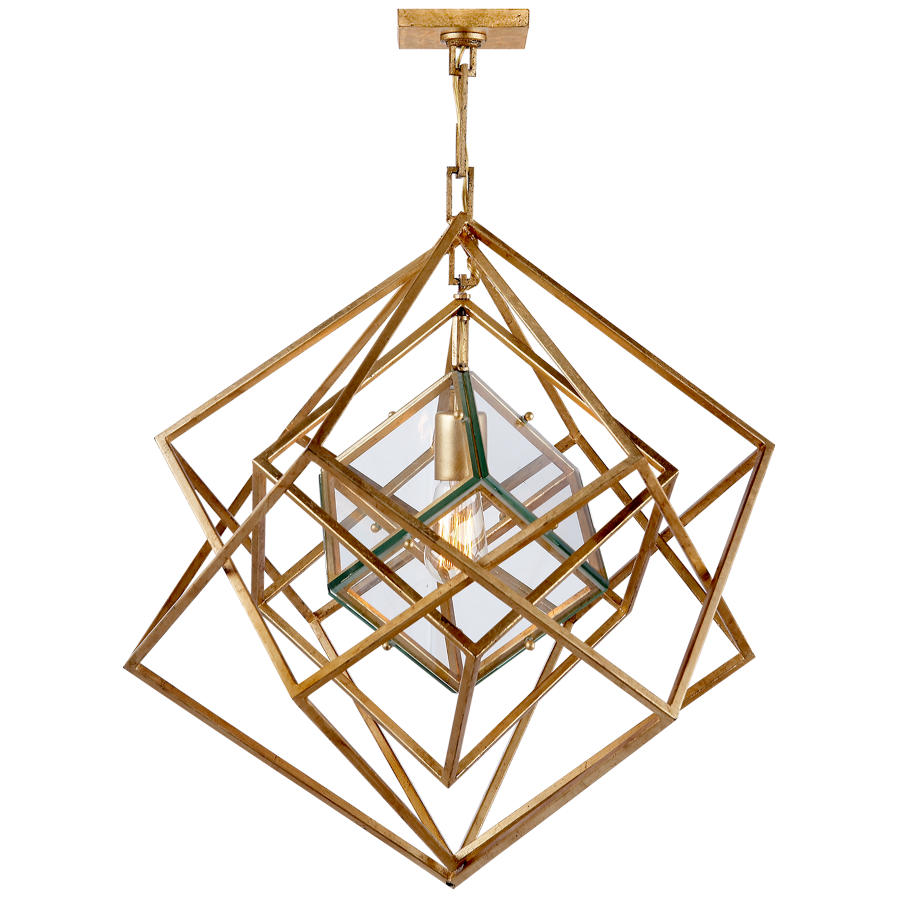 Visual Comfort Cubist Small Chandelier Chandeliers Visual Comfort & Co. Gild Clear Glass 