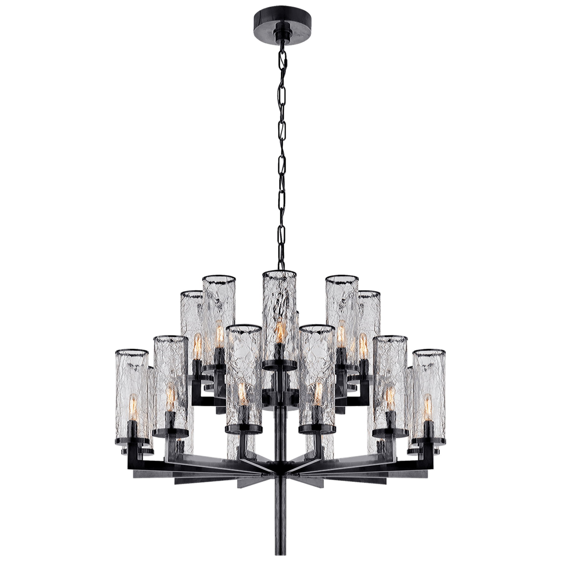 Visual Comfort Liaison Double Tier Chandelier Chandeliers Visual Comfort & Co. Bronze Crackle Glass 