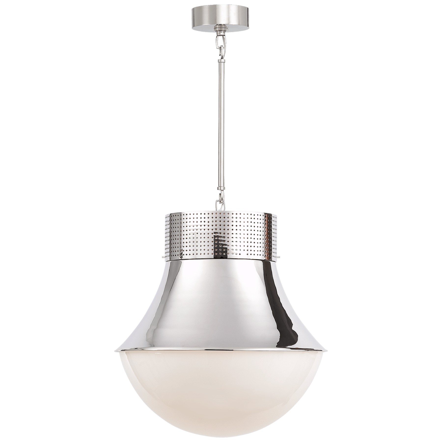 Visual Comfort Precision Large Pendant Pendants Visual Comfort & Co. Polished Nickel White Glass 