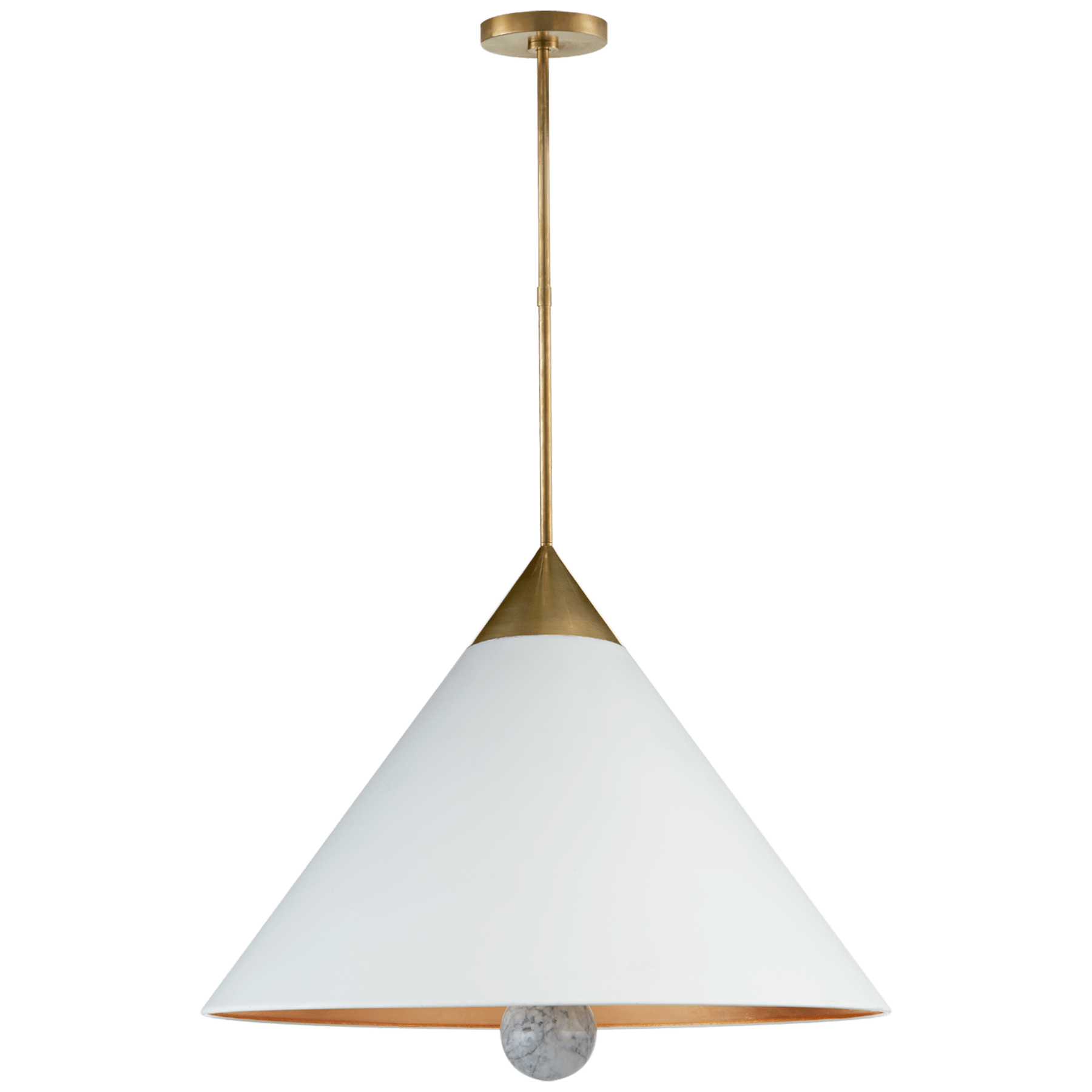 Visual Comfort Cleo Large Pendant Mini-Pendants Visual Comfort & Co. Antique-Burnished Brass and White Marble Matte White 