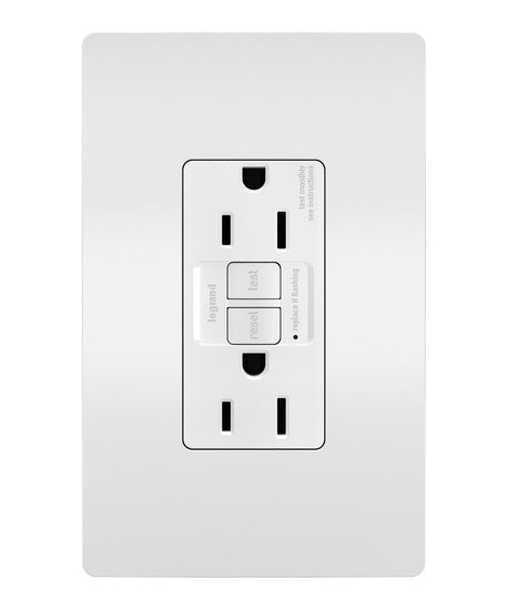 radiant® Spec Grade 15A Tamper Resistant Self Test GFCI Receptacle 1597TR Receptacles Adorne White  