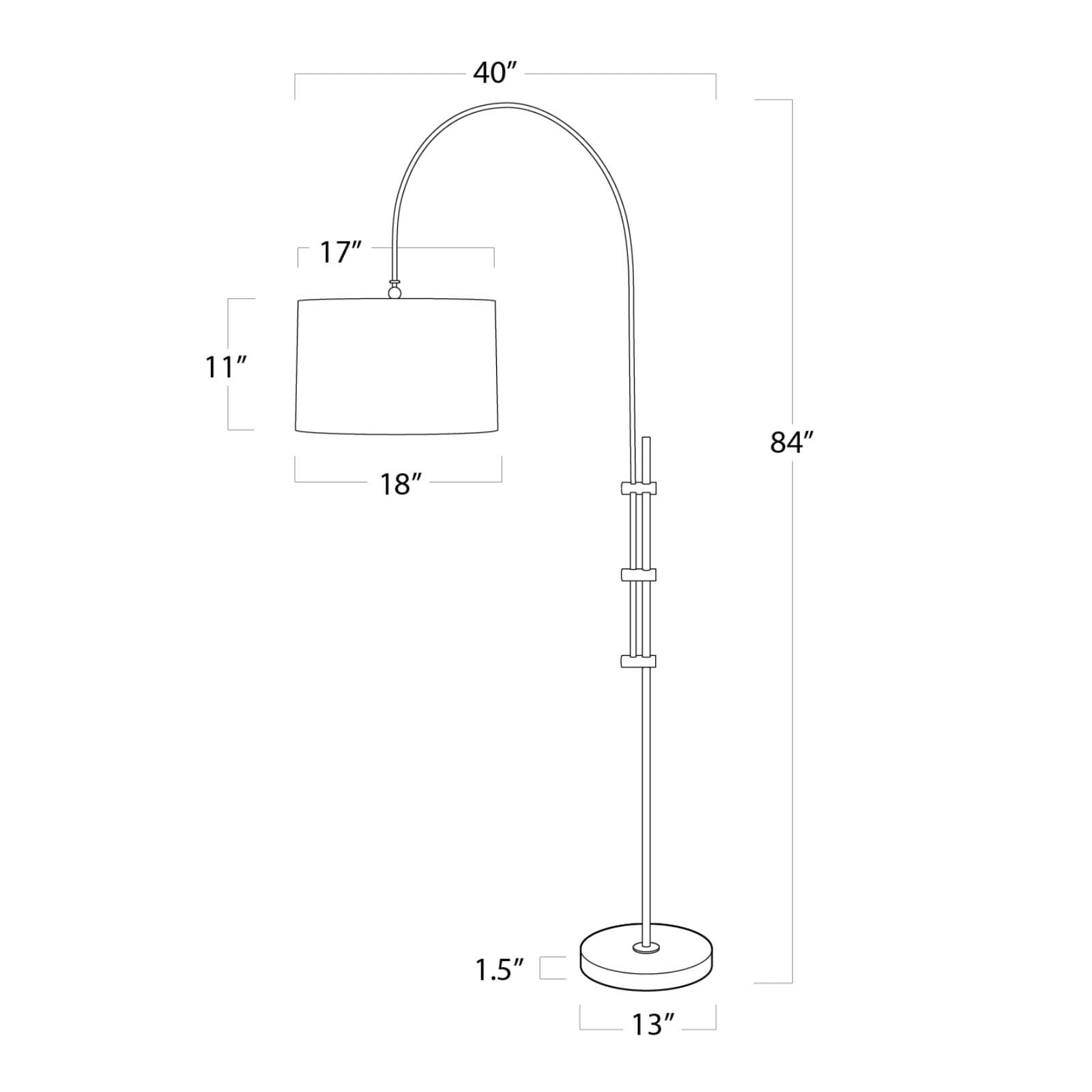 Regina Andrew  Arc Floor Lamp With Fabric Shade (Natural Brass) Lamp Regina Andrew   