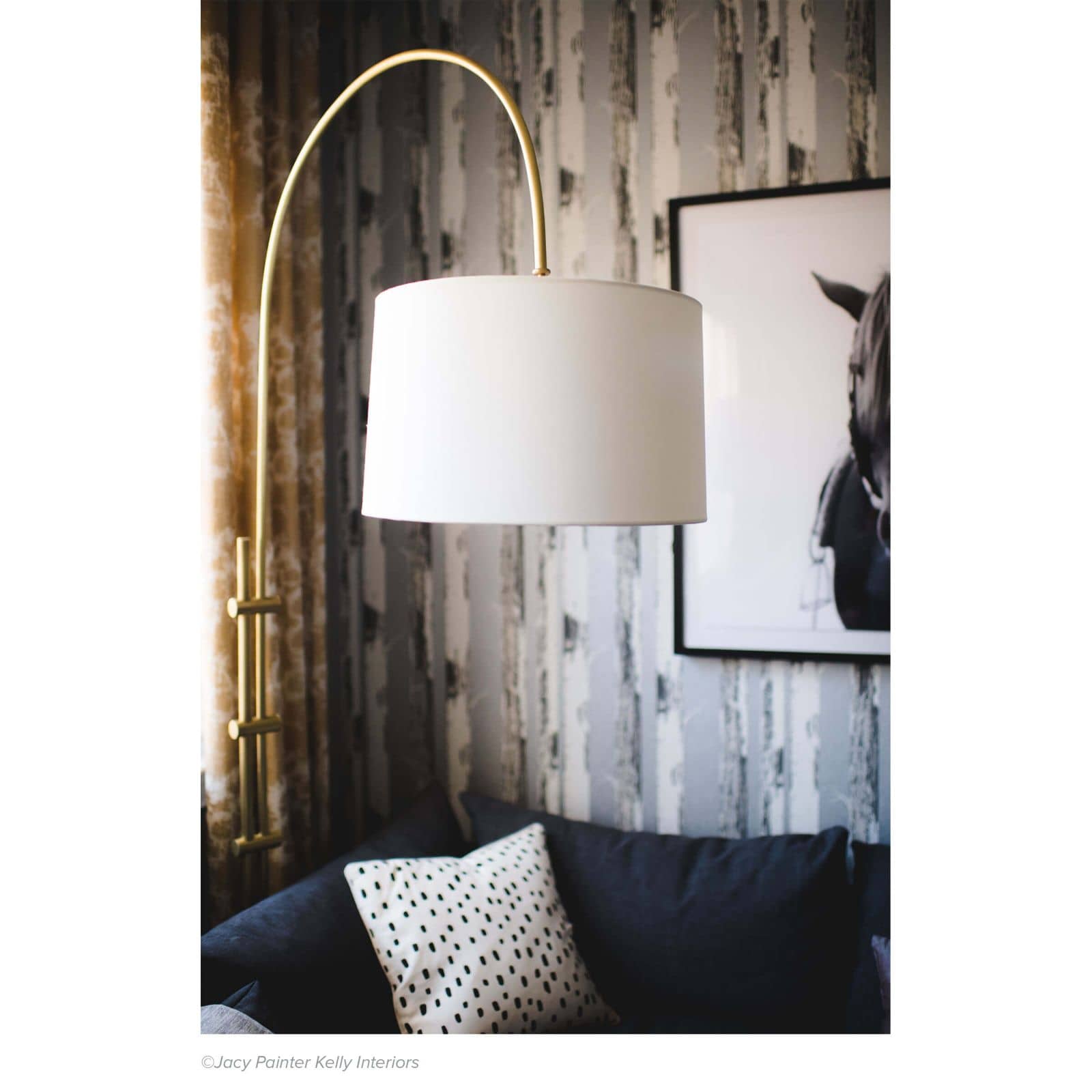 Regina Andrew Arc Floor Lamp With Fabric Shade (Natural Brass)