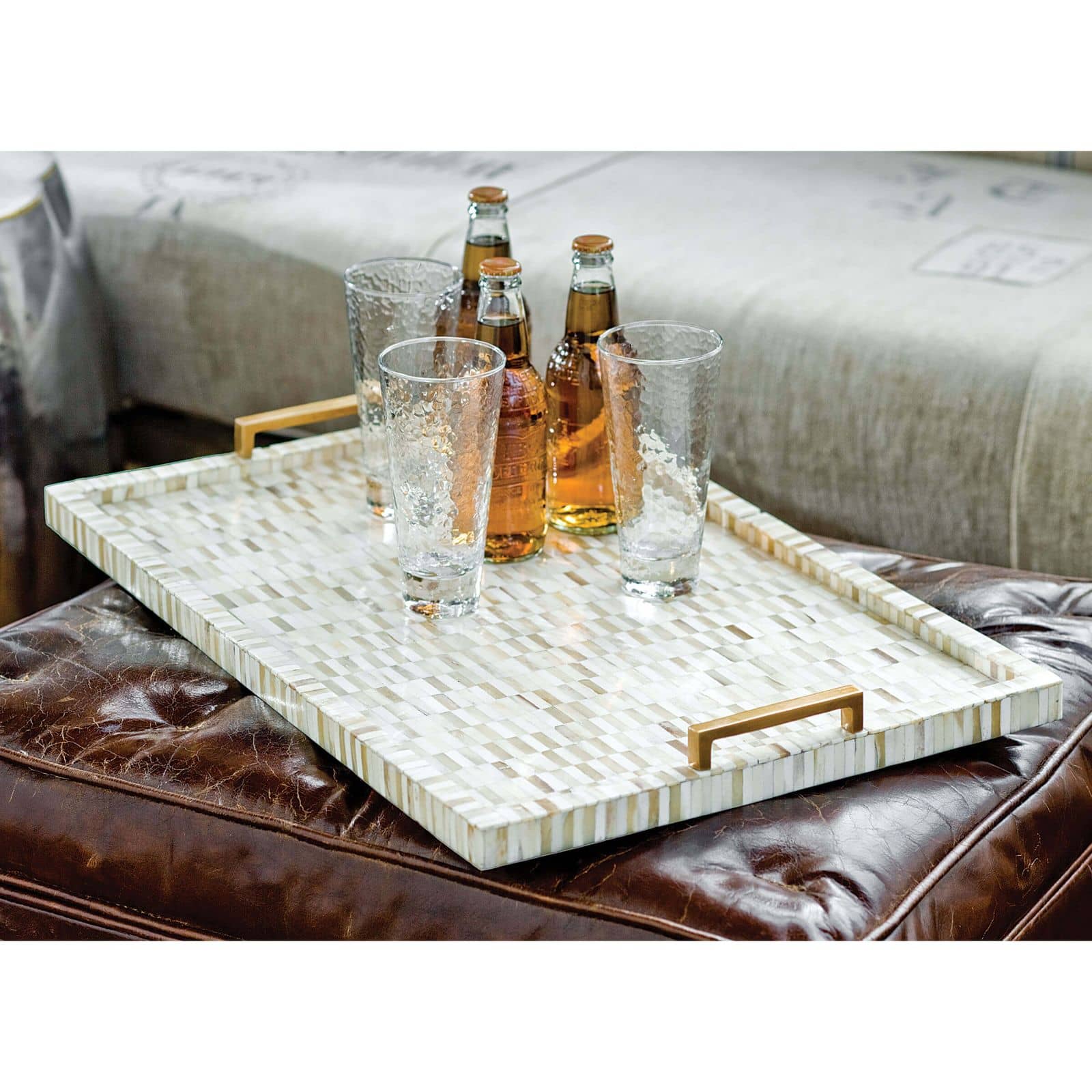 Regina Andrew Multi-Tone Bone and Brass Tray