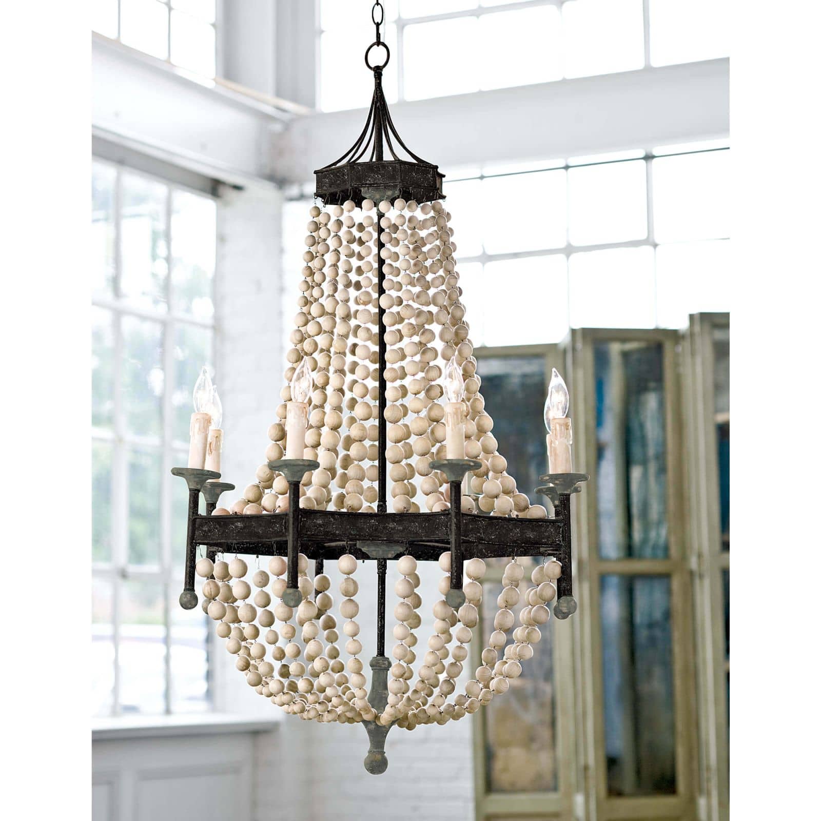 Regina Andrew Wood Beaded Chandelier