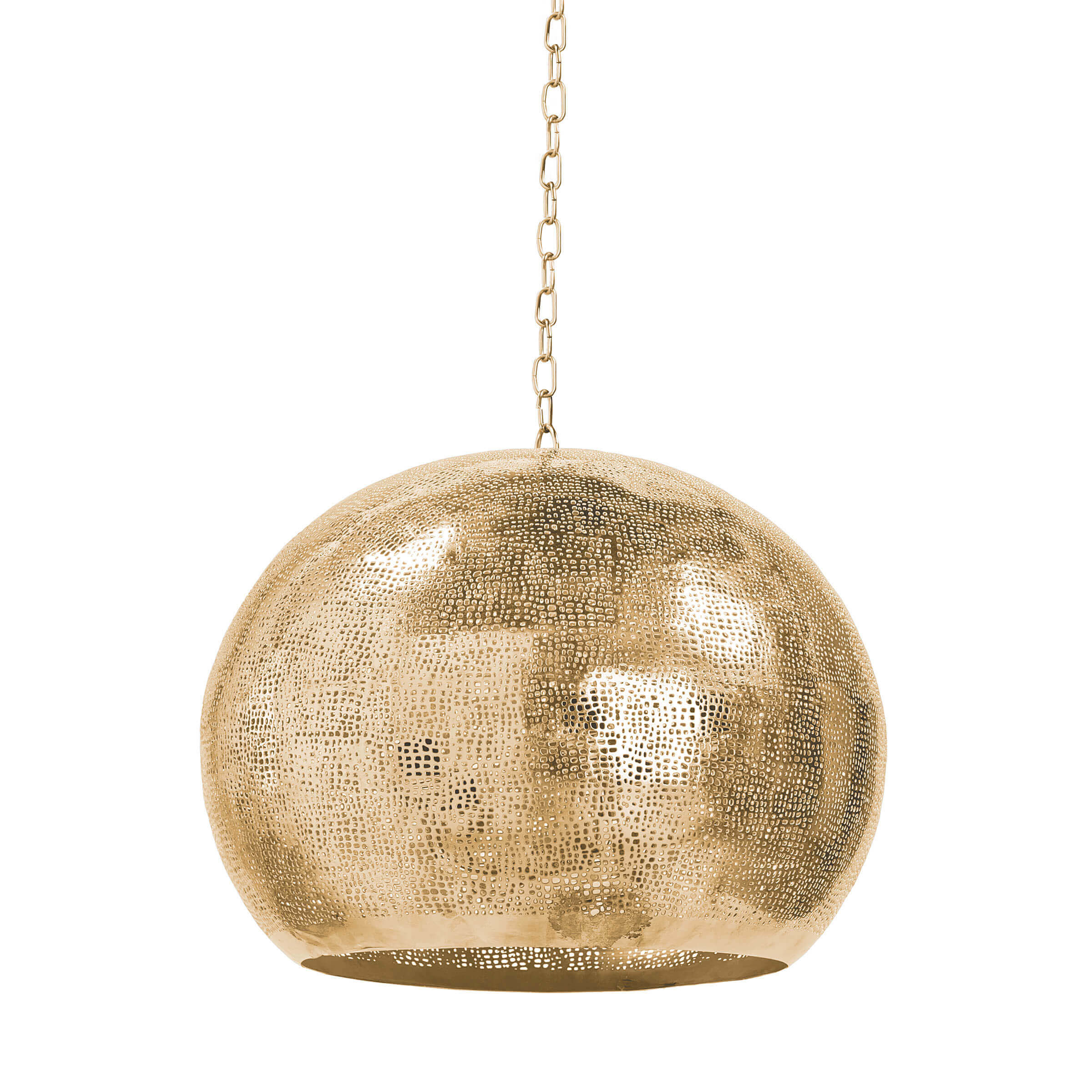 Regina Andrew Pierced Metal Sphere Pendant (Natural Brass)