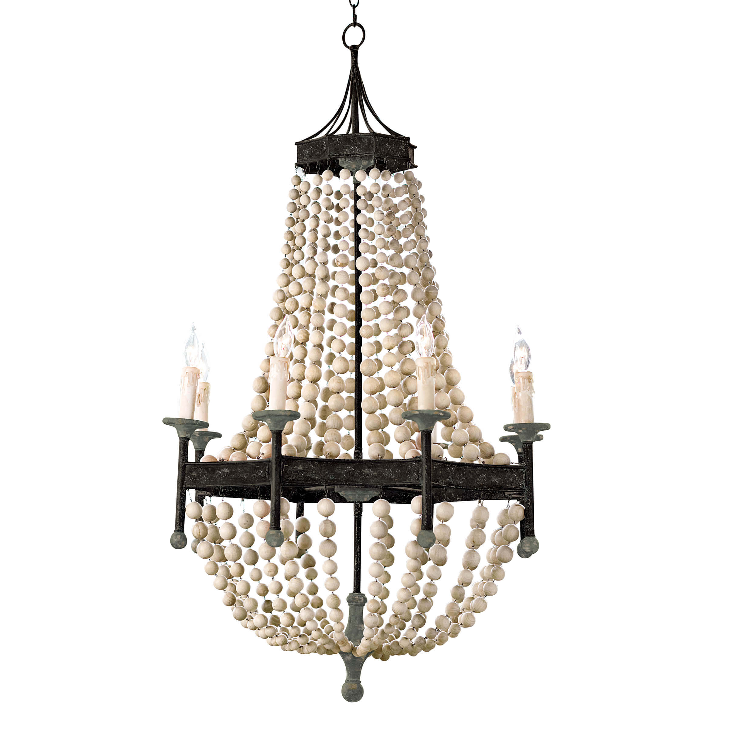 Regina Andrew  Wood Beaded Chandelier Chandeliers Regina Andrew Natural  