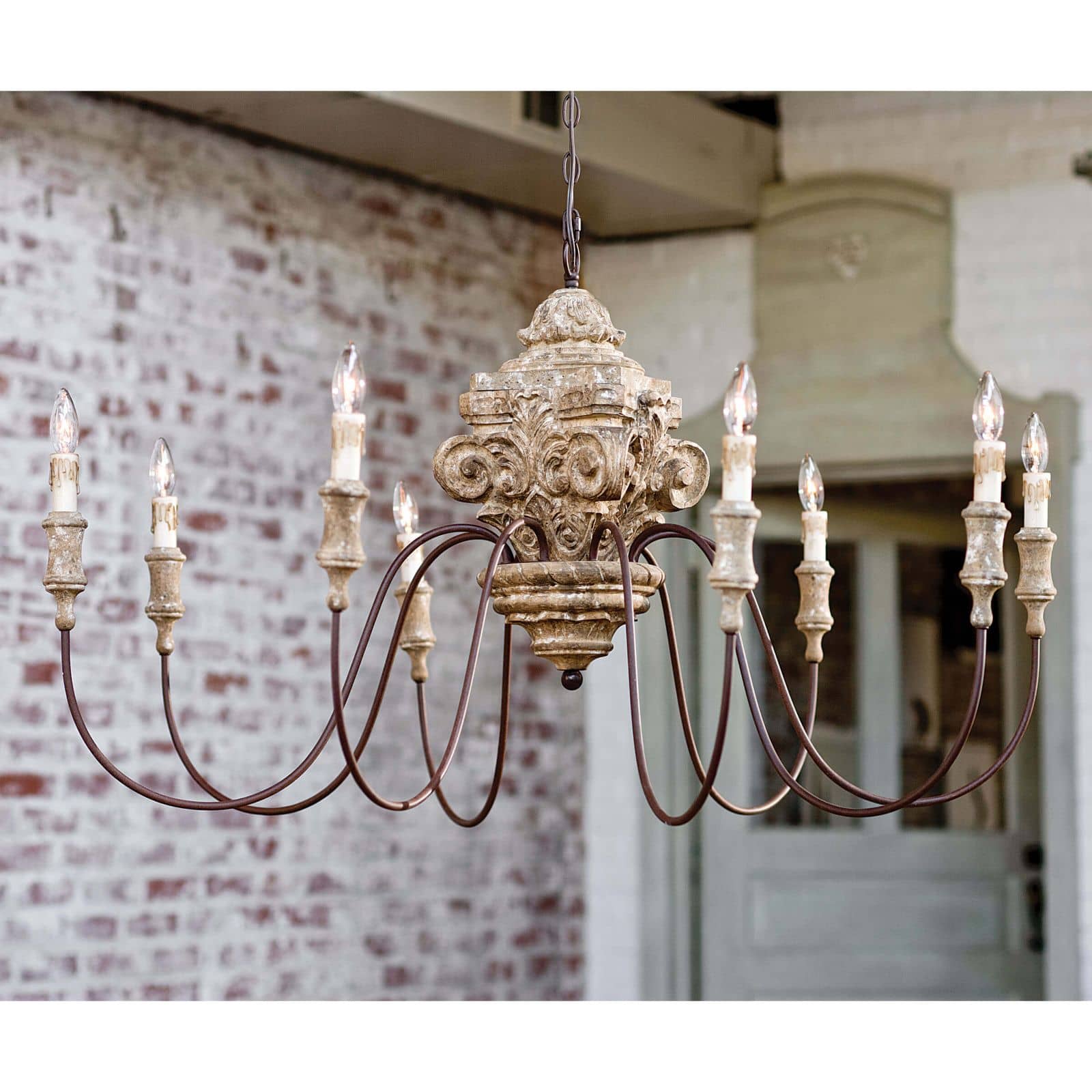 Regina Andrew Wood Carved Chandelier