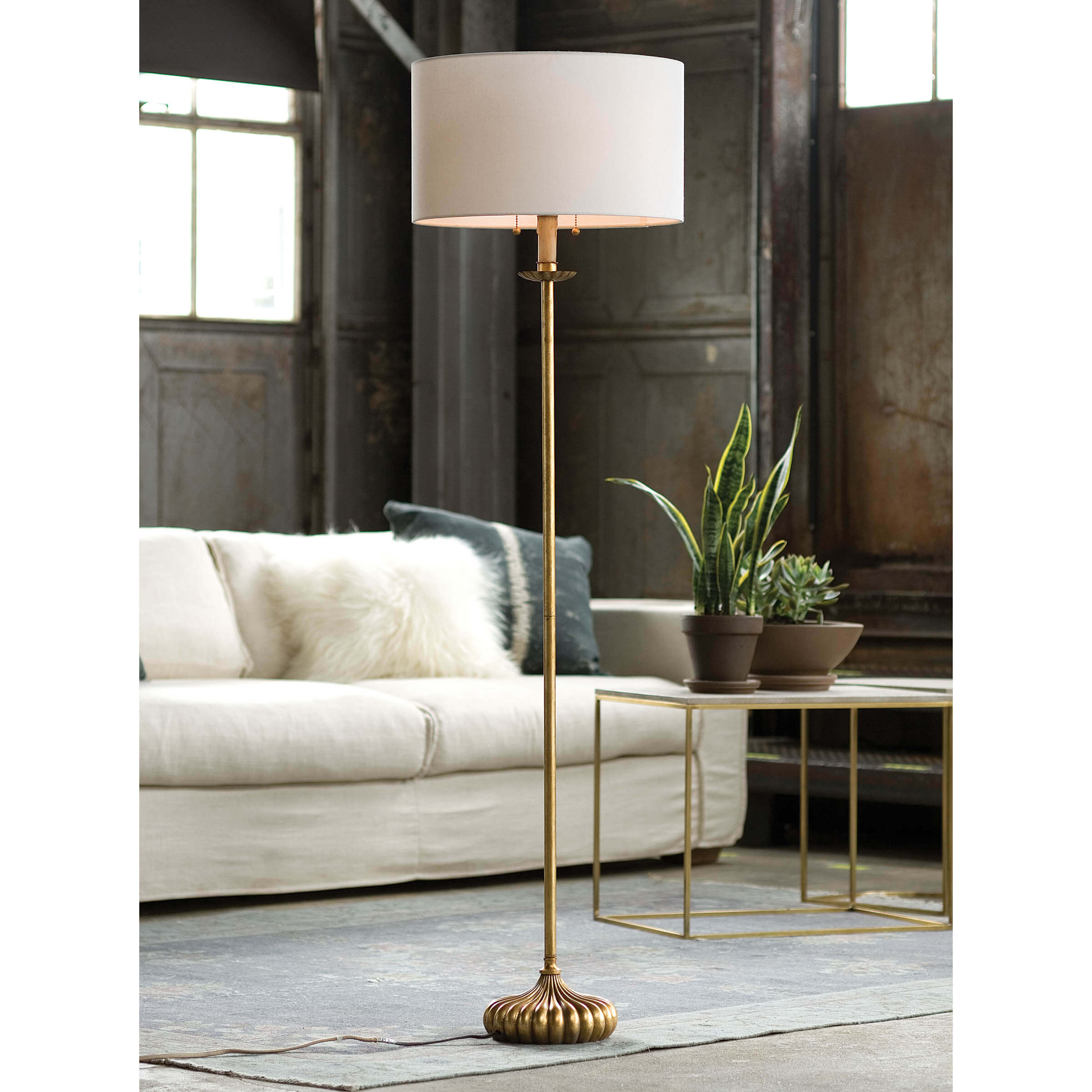 Regina Andrew Clove Stem Floor Lamp (Antique Gold Leaf)