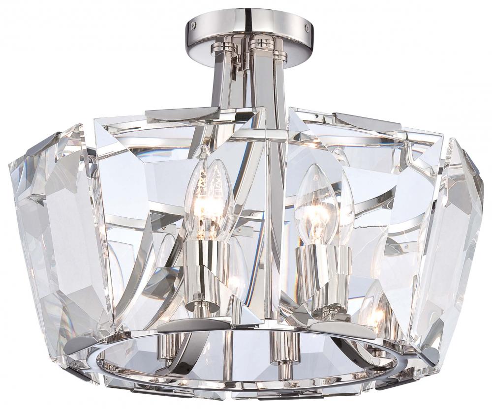 Minka Metropolitan 8 LIGHT SEMI FLUSH MOUNT N6987 Flush Mount Ceiling Light Minka Metropolitan Nickel  