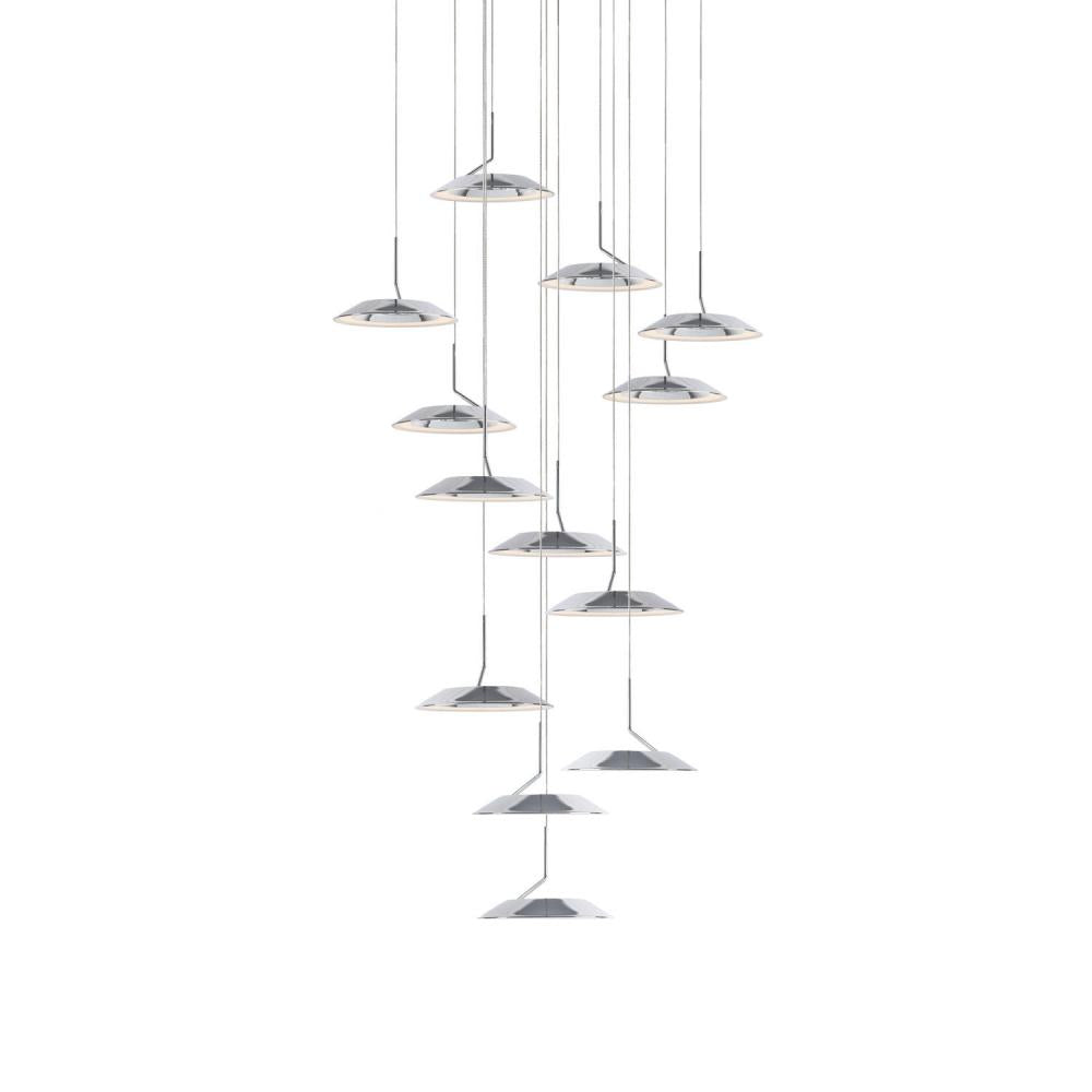 Koncept Inc Royyo Pendant (Circular with 13 pendants), Chrome, Matte White Canopy RYP-C13-SW-CRM