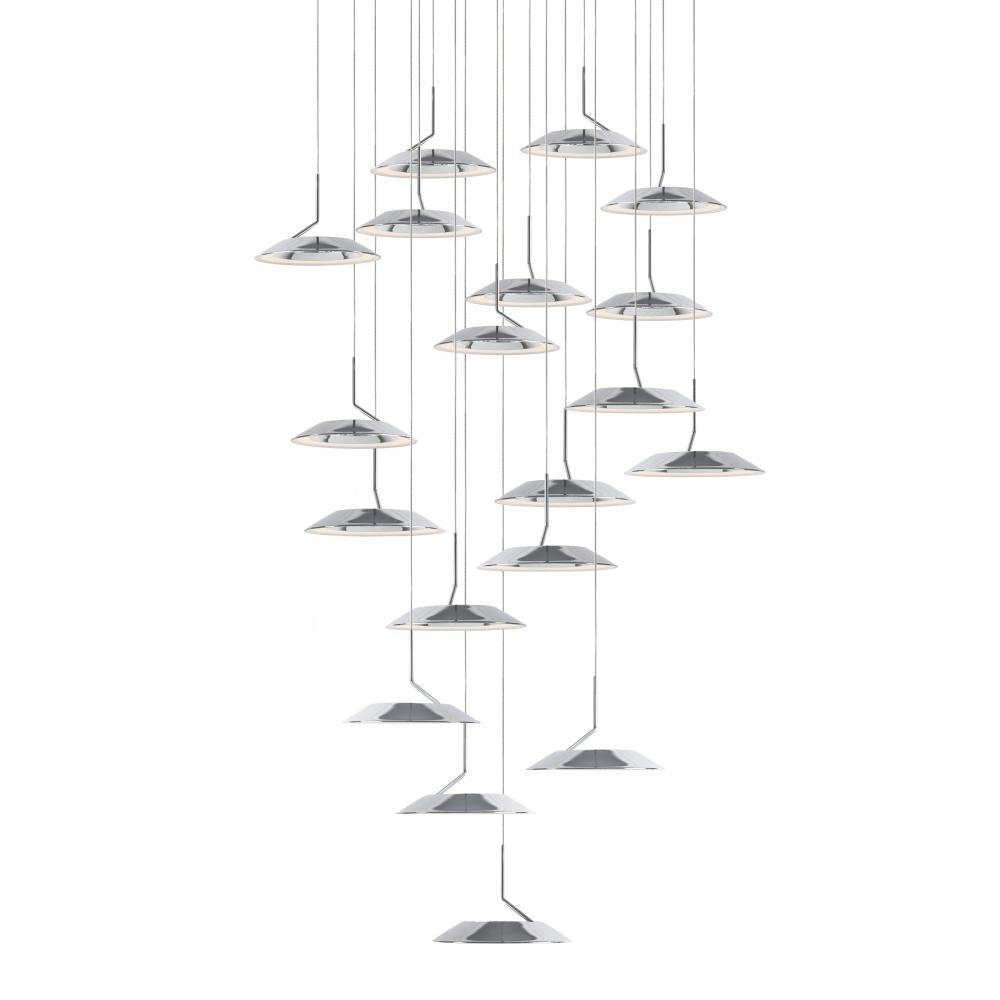 Koncept Inc Royyo Pendant (Circular with 19 pendants), Chrome, Matte White Canopy RYP-C19-SW-CRM