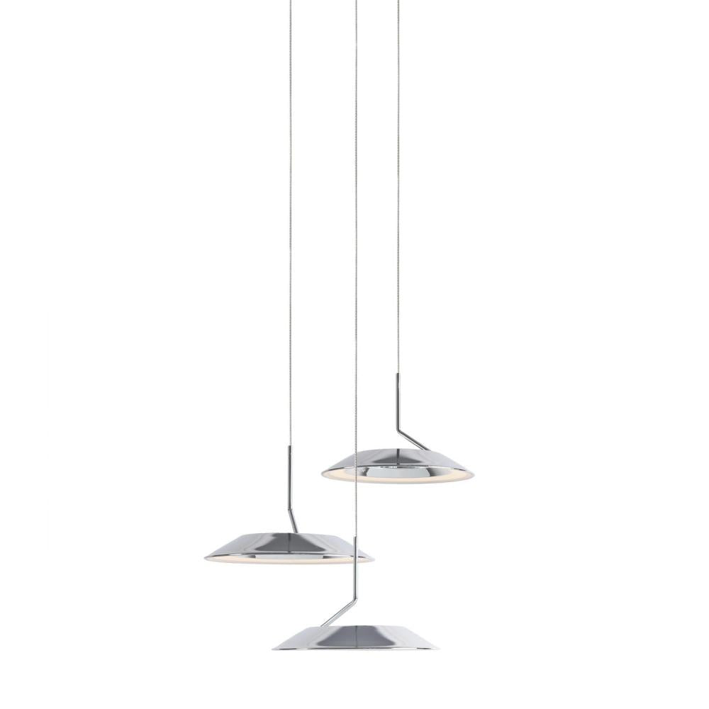 Koncept Inc Royyo Pendant (Circular with 3 pendants), Chrome, Matte White Canopy RYP-C3-SW-CRM