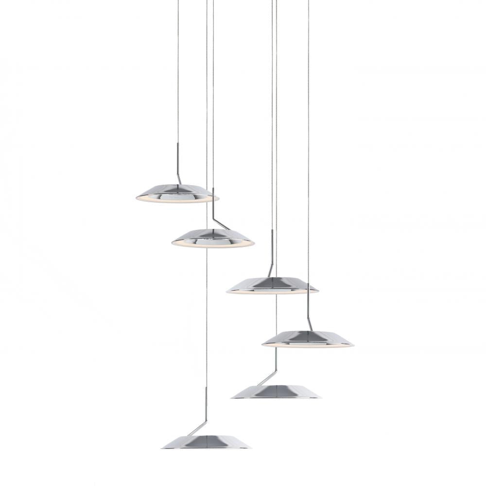 Koncept Inc Royyo Pendant (Circular with 6 pendants), Chrome, Matte White Canopy RYP-C6-SW-CRM