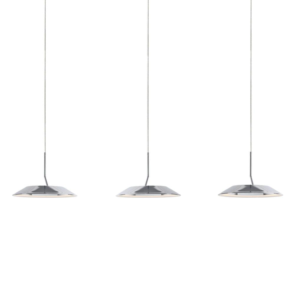 Koncept Inc Royyo Pendant (linear with 3 pendants), Chrome, Matte White Canopy RYP-L3-SW-CRM