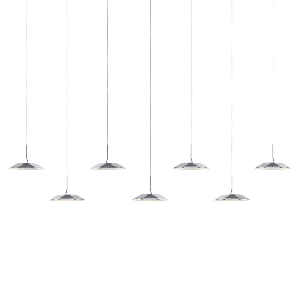 Koncept Inc Royyo Pendant (linear with 7 pendants), Chrome, Matte White Canopy RYP-L7-SW-CRM