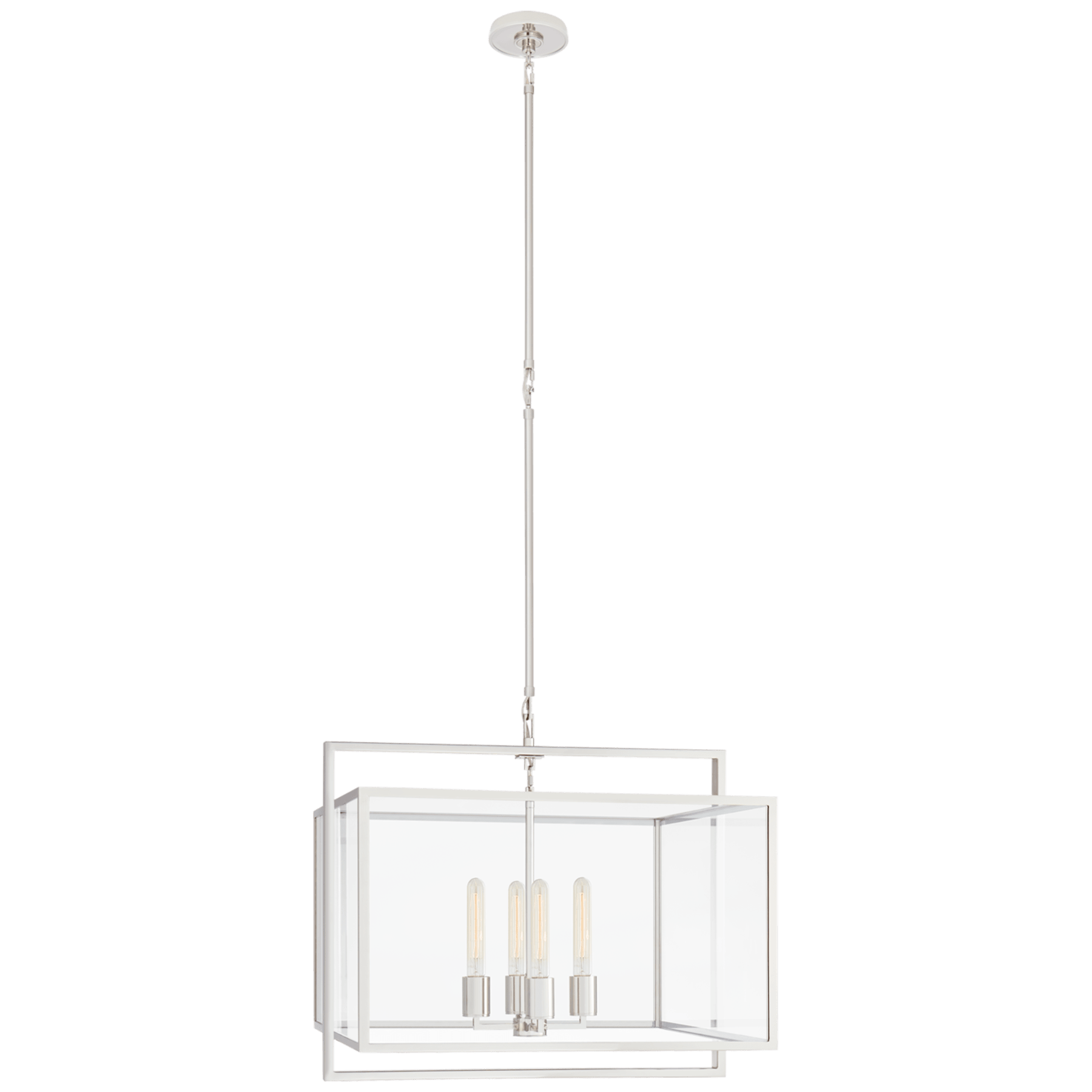 Visual Comfort Halle Medium Wide Lantern Pendants Visual Comfort & Co. Polished Nickel Clear Glass 