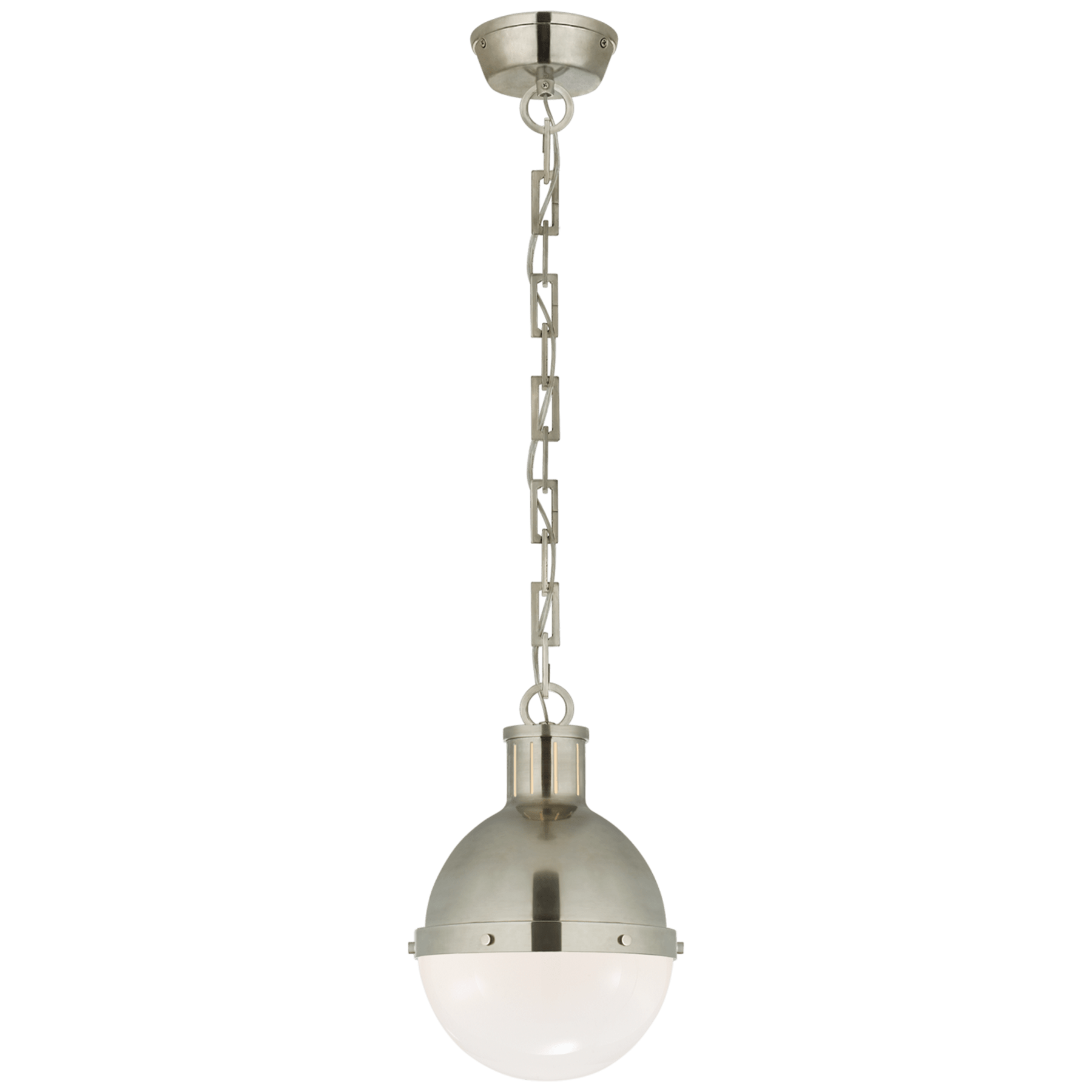 Visual Comfort Hicks Small Pendant Mini-Pendants Visual Comfort & Co. Antique Nickel White Glass 