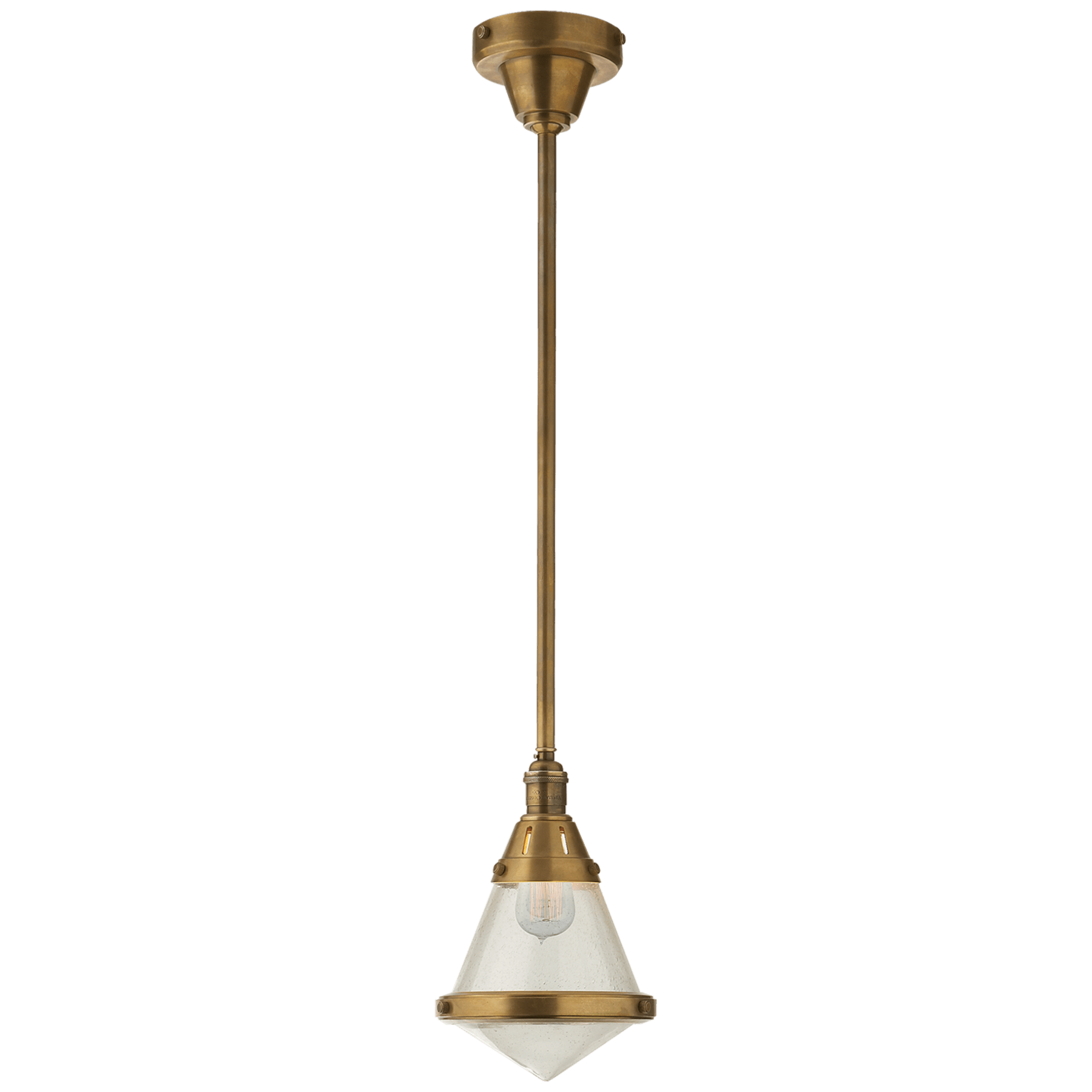 Visual Comfort Gale Petite Pendant Light Mini-Pendants Visual Comfort & Co. Hand-Rubbed Antique Brass Seeded Glass 