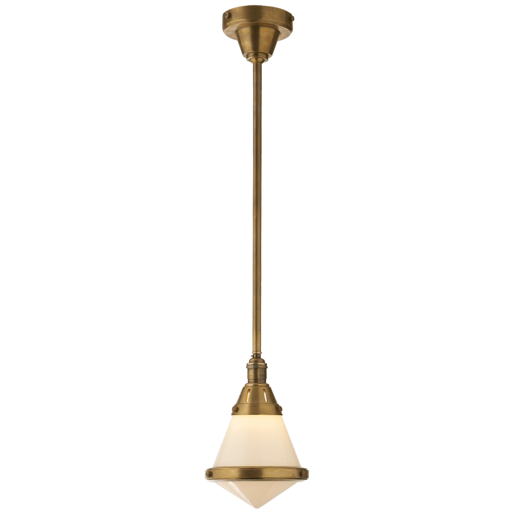 Visual Comfort Gale Petite Pendant Light Mini-Pendants Visual Comfort & Co. Hand-Rubbed Antique Brass White Glass 